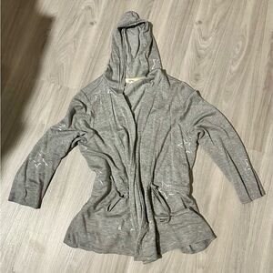 Peyton Primrose Gray Hooded Cardigan with Star Print (XL)
